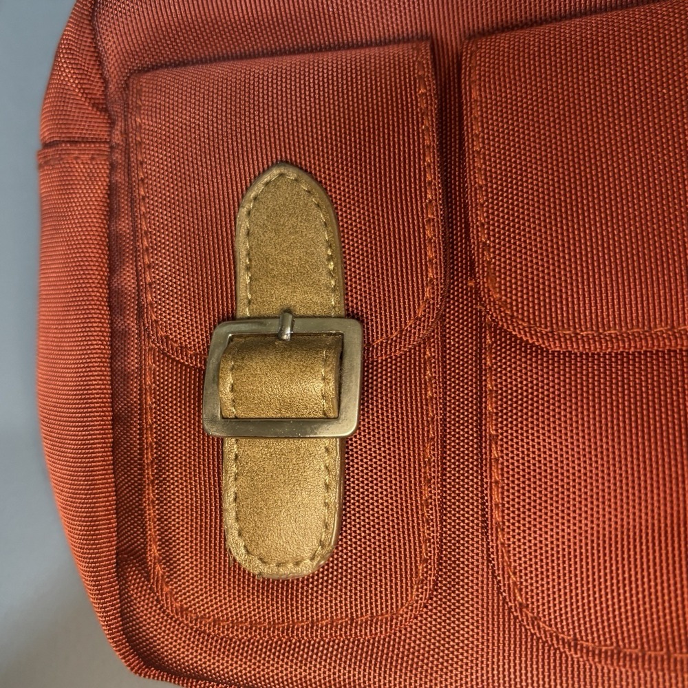 Orange Canvas And Suede Toiletries Make Up Bag Pockets Zip Storage Travel Men - Picture 5 of 10